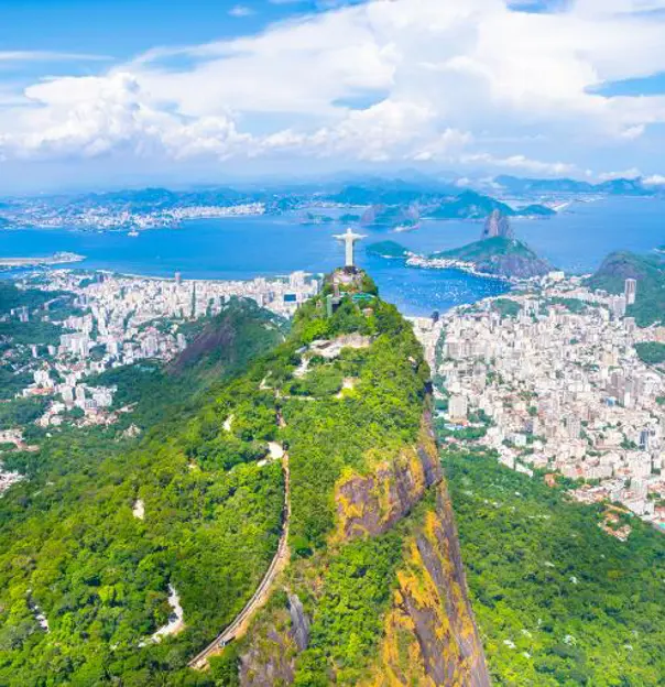 Rio de Janeiro City with Christ the Redeemer in Corcovado and Sugarloaf Mountain
