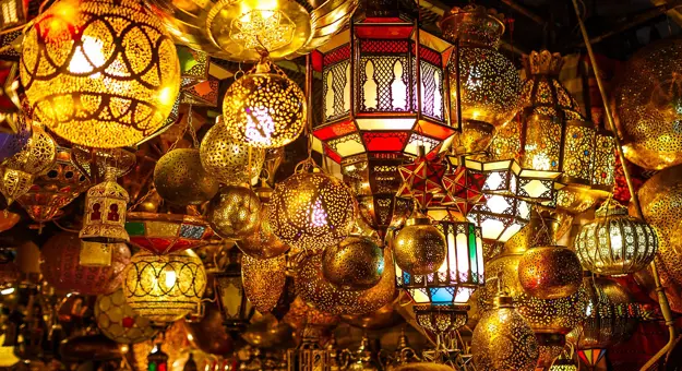Range Of Lantern And Lamp Hanging In The Market At Marrakesh