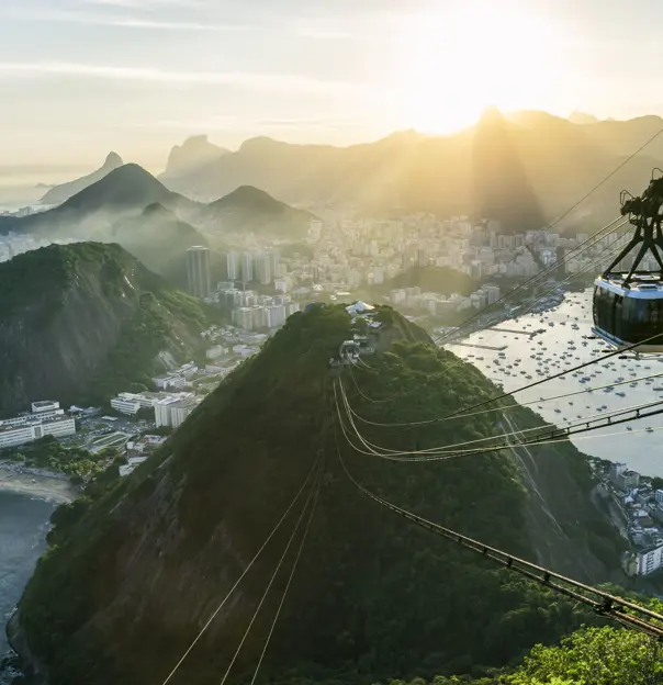 Misty view of Rio De Janeiro from Sugarloaf Mountain